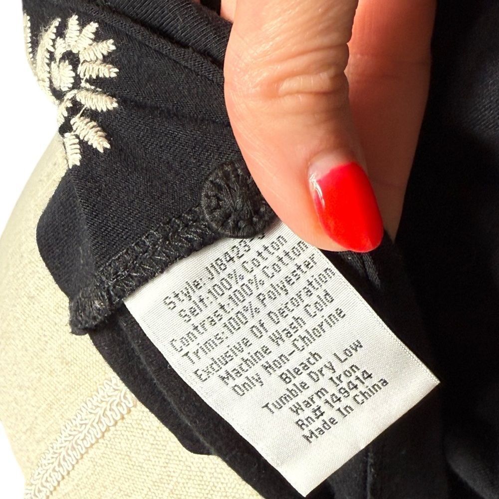 Johnny Was Dark Grey Oleander Embroidered Button Neck Knit Boho Tee Top - Picture 11 of 11